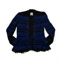 Rebecca Taylor Tweed Peplum Jacket Women's Size 2 Black Blue
