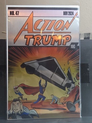 RARE ACTION COMICS Issue 1 DONALD TRUMP HOMAGE ORIGINAL SILVER METAL COMIC!