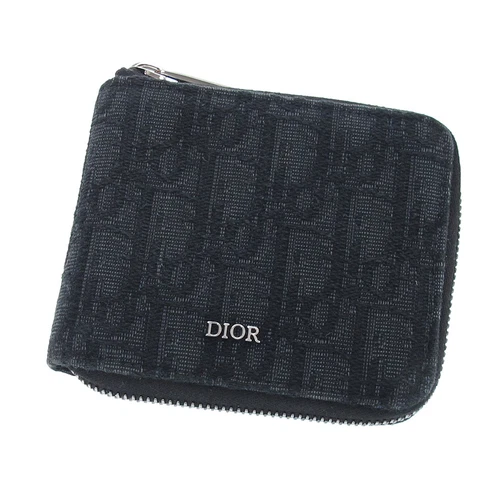 Portefeuille Christian Dior oblique rond zippé