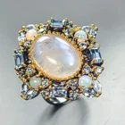 Handmade Natural Moonstone Ring 925 Sterling Silver Size 8 /R458831