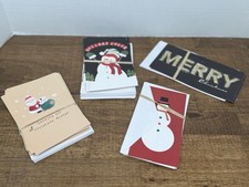 Christmas Greeting Cards Santa Claus Snowman Folded Cards with Envelopes Lot