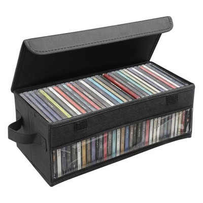 Dntorx CD Storage Box, Case Holder with Handles 1 pack, Black