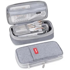 Double-layer Canvas Pencil Case Large Capacity Waterproof School Stationery Bag