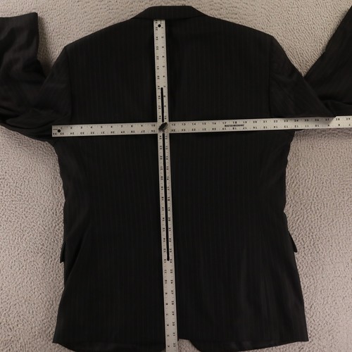 Jos A Bank Jacket L 44R Black Pinstripe Herringbone 100% Wool Twill Blazer - Picture 10 of 16