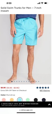 Old Navy Solid Swim Trunks for Men 7-inch inseam XXXXL Big