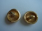 Domed Pierced Earrings in Goldtone - Ridges - Elegant & Chic — photo 2