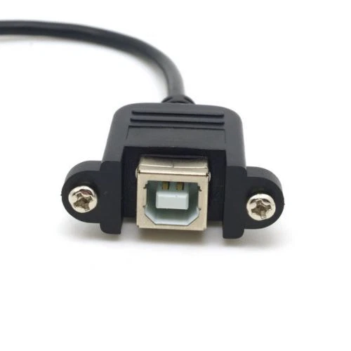 2PCs 90 Degree Left Angled Micro USB 5pin Male to USB B Female Panel Mount Cable - Image 4 of 4