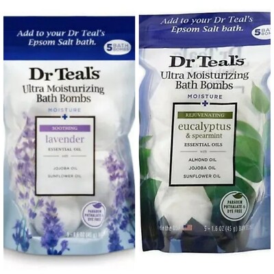 Dr Teal's Ultra feuchtigkeitsspendende Badebomben fünf Badebomben - Eukalyptus & Minze