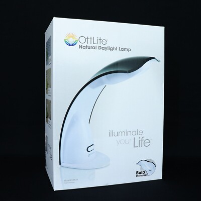 OttLite Natural Daylight Desk Lamp w/ Bulb Model F48K28 Tabletop Black White NEW