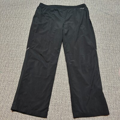 Reebok Mens Track Pants Medium Black Drawstring Athletic Sports