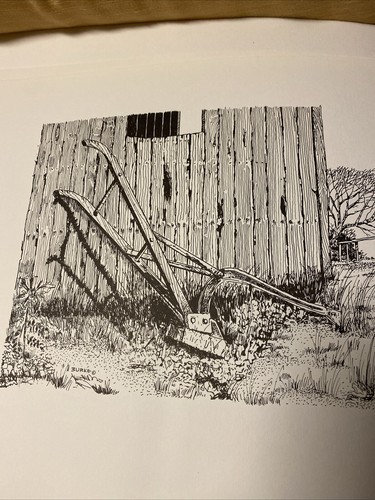 Copy Of Graphite Pencil Art Sketch Drawing Tobacco Barn By Burke 17 1/2 X 11 1/2 - Picture 2 of 4