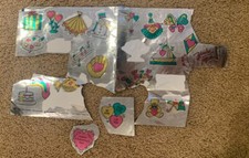 VINTAGE 1987 Scholastic Valentines Day Foil 18 Large Stickers Sheet Hearts Pink