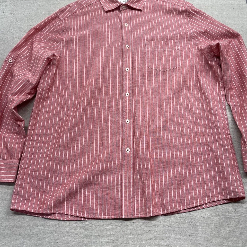 Camisa Madison Calce Relajado Rosa Mezcla de Lino Para Hombres XL Manga Larga Con Botones Foto 2 de 4