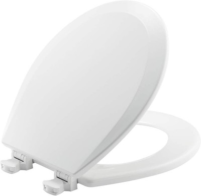 Toilet Seat with Easy Clean & Change Hinges, Round, Cotton White