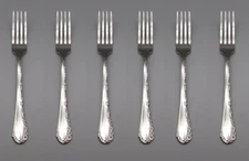 SET OF SIX - Oneida Stainless Flatware -  BELLE ROSE - Dinner Forks * USA