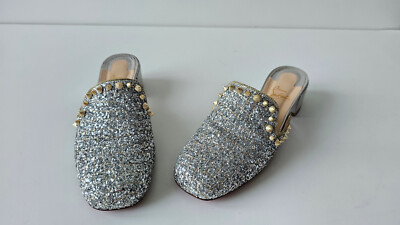 Christian Louboutin Spiky Sun Mules Glitter Slides Loafers