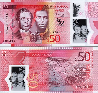 Jamaica 50 Dollars 2022 2023, UNC, Polymer, P-New Design | eBay