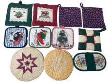 Vintage Quilted Pot Holders Hot Pads Trivets Lot of (11)