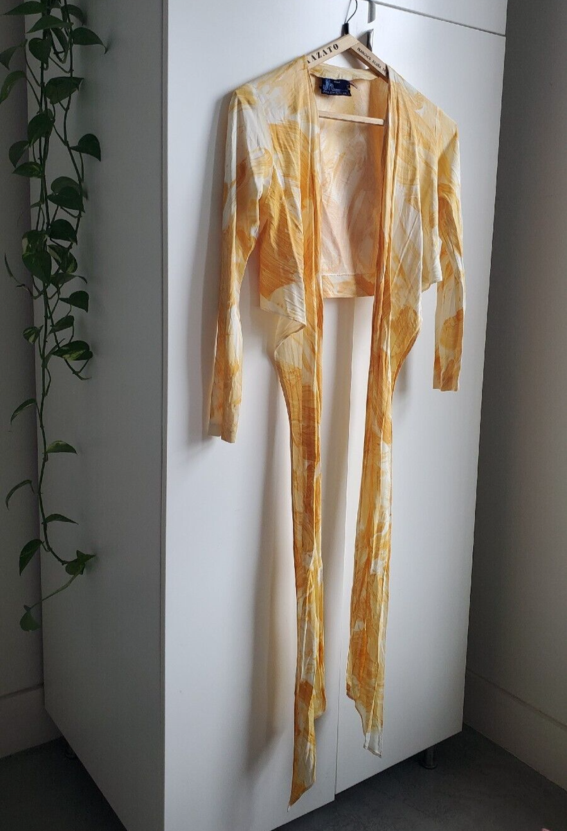 Vintage 60s 70s Psychedelic Tie Front Crop Top Resort Hippie