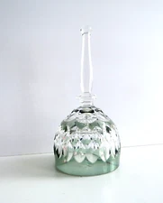 Vintage West Germany 24% Lead Crystal Hand Bell SCHMID green smoke