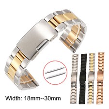 Stainless Steel Link Strap 24 26 30mm 18-28mm 22mm Metal Watch Band Secure Clasp