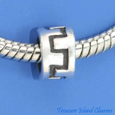 Geometry Greek Design 925 Solid Sterling Silver European Spacer Bead Charm
