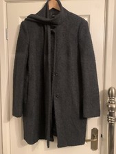James Lakeland Black Swing Scarf Tie Boucle Coat Size 12
