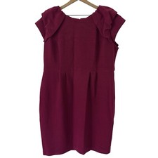 ASOS Curve Dress Size 18 Burgundy Red Holiday Modest Office Career Business Chic