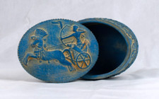 HANDMADE ANCIENT EGYPTIAN Anubis and Ramses II Hunting Jewelary Box (BS)
