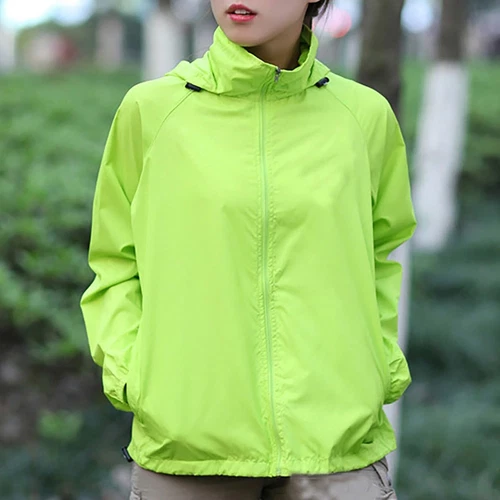Chaqueta de lluvia ligera impermeable para mujer Abrigo de lluvia Cremallera completa Con capucha Cortavientos - Imagen 16 de 54