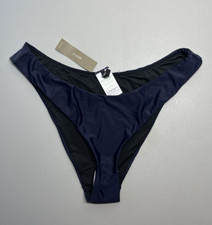J Crew Bikini Bottom Womens Medium Navy Blue Curved Waist Cheeky Bottoms