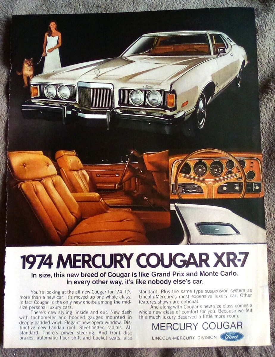 1974 Mercury Cougar XR-7 Magazine Ad 
