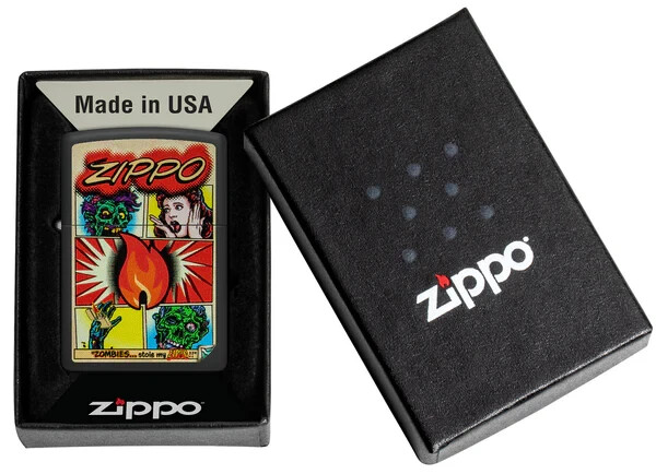 Zippo 46229, Comic Zombies Design, Black Matte Finish Lighter, NEW