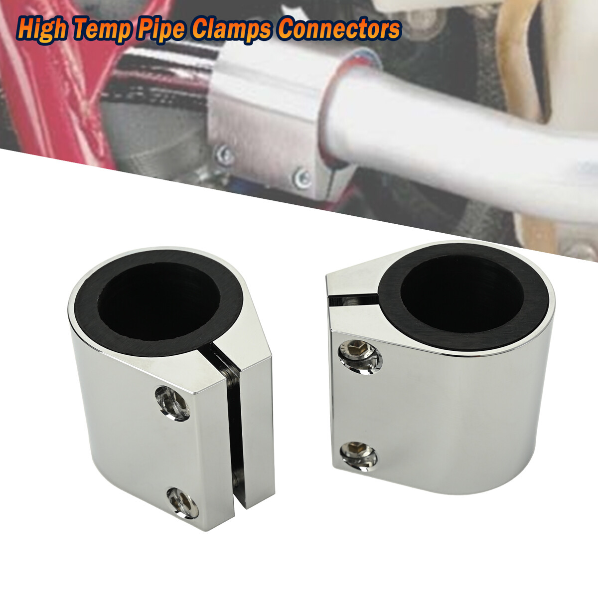 2PCS Aluminum 1" Exhaust Pipe Clamp Connectors Kit For Yamaha Banshee