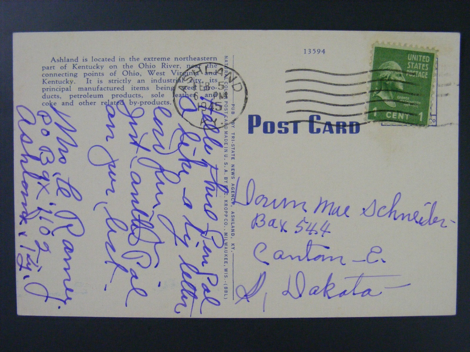 Ashland Kentucky Post Office Building Vintage Curt Teich Linen Postcard