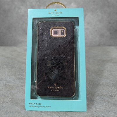 Y7. Kate Spade New York Wrap Case for Samsung Galaxy Note5 (Note 5) Black & Gold
