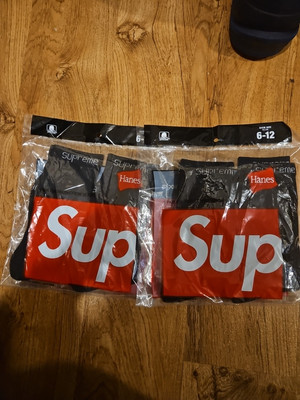 Supreme  Hanes Crew Socks - Black, One Pair , Size 6-12 You Receive 2 Pack  