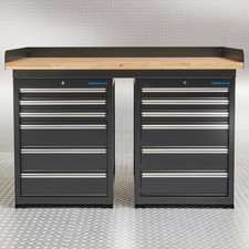 Datona  Werkbank Bambus 150 cm + 12 Schubladen 60 kg Schubladenlast 65 cm tiefer