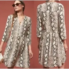 Anthropologie Maeve Dress Womens X-Small Juno Snake Skin Boho Edgy Rock Punk