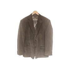 Vtg David Taylor Sport Coat Blazer Men 44R Brown Corduroy Leather Buttons Nice