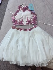 Prom Dress Formal Dress Size Medium New In Box Two Piece Sequins White And Red