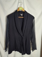 Vintage Complements Medium Black blazer sheer sleeves single button women C3