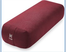 Yoga Meditation Cushion, 25" x 12" Rectangular Bolster with Cover- Burgundy