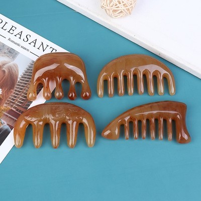 1×Natural Ox Horn Pocket Comb Wide Toothed Comb SPA Massage Brush Hair Care Tool