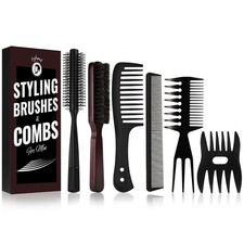 Mens Hair Brush and Beard Brush Set,Boar Bristle Beard Brush,Wide Tooth Comb,Rou