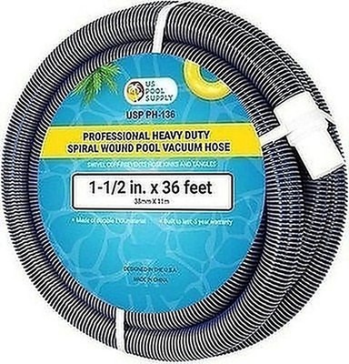 Pool Vacuum Hose 1-1/2 in x 36 ft U.S. Pool Supply Spiral Wound #R035