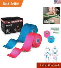 Kinesiology Tape Waterproof 16 ft x 2 in, 2 Rolls - Elastic Physio Tape for M...