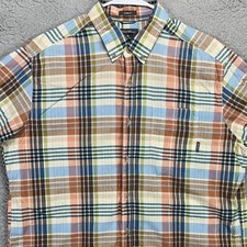 Eddie Bauer Men Button Down Shirt XL Multi Plaid Short Sleeve Pocket Classic Fit