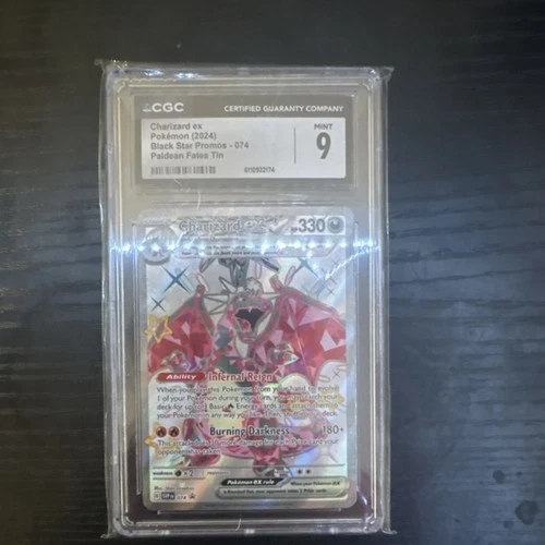 Pokémon Charizard ex CGC 9 Black Star Promo SVP 074 Paldean Fates Tin