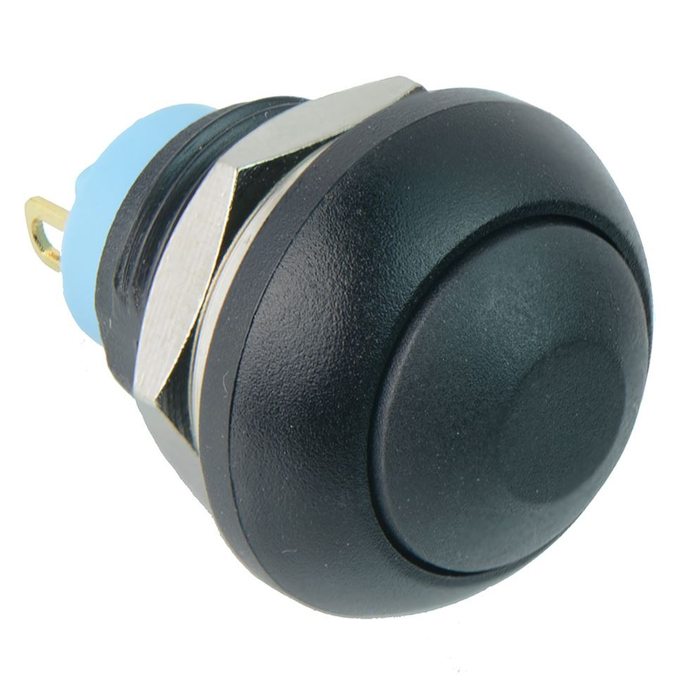 Black Momentary Off-(On) Waterproof 12mm Push Button Switch 2A IP67 SPST